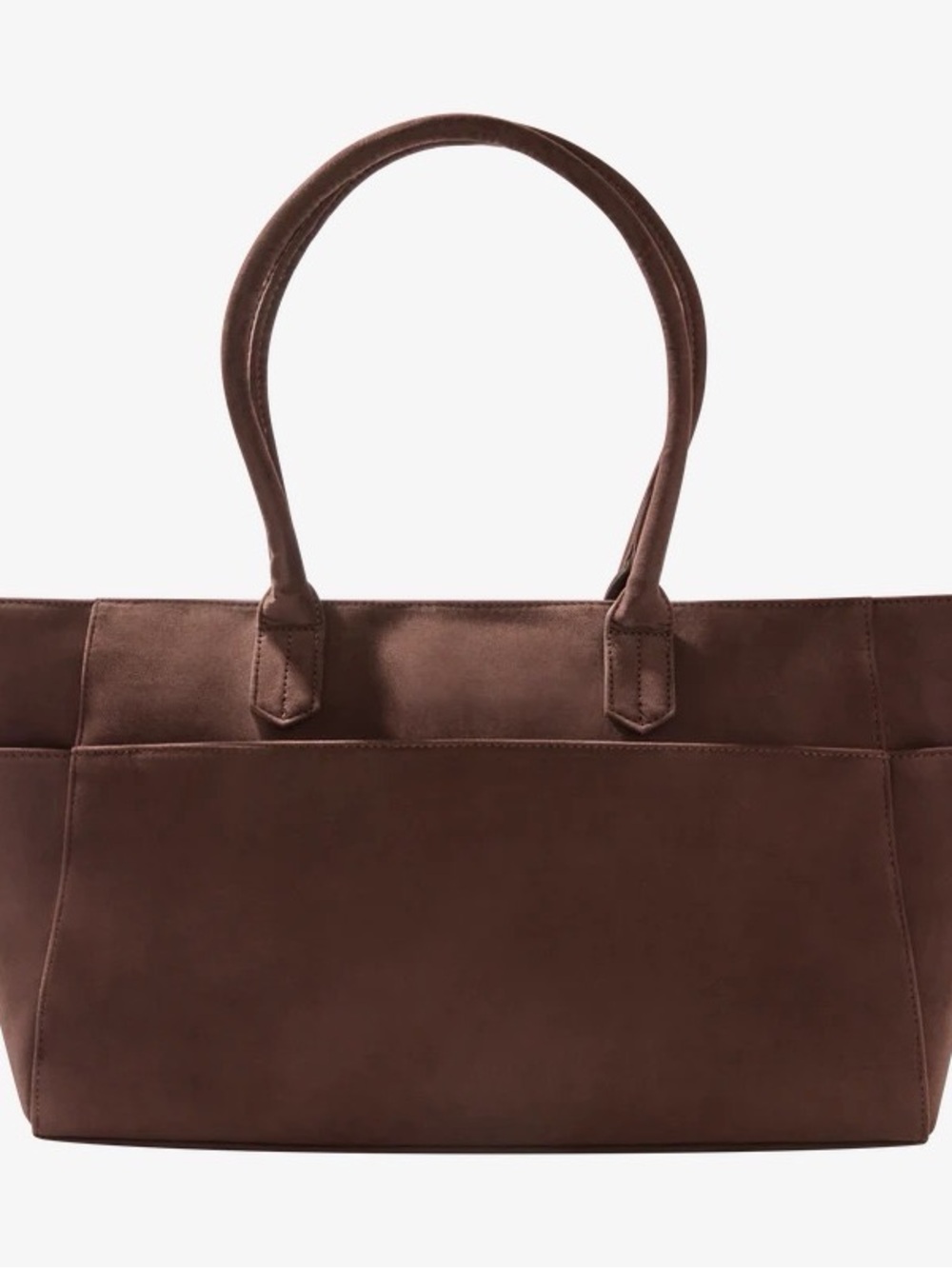 Faux Suede Tote Bag - Everyday Structured Tote Bag in Chocolate Brown